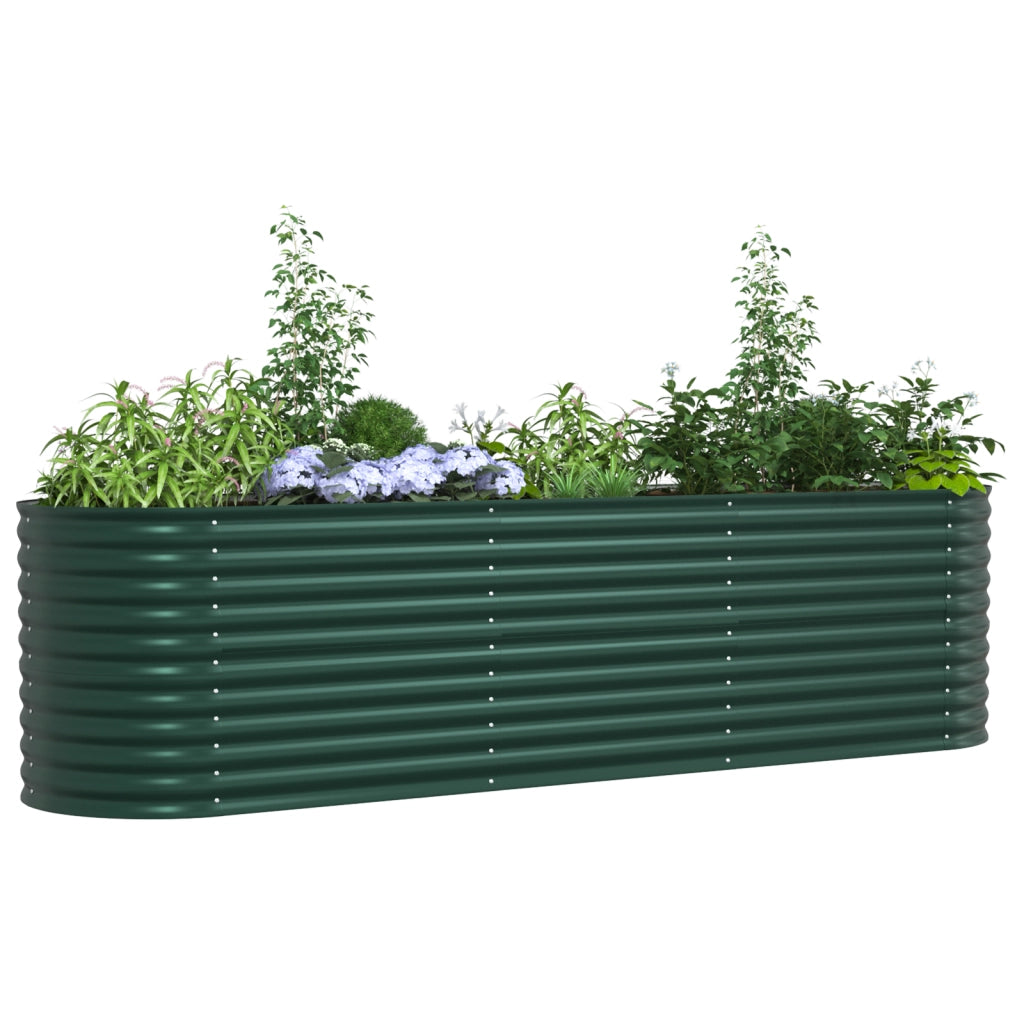 Letto da Giardino Rialzato Verde 320x80x81 cm in Acciaio Galvanizzato di