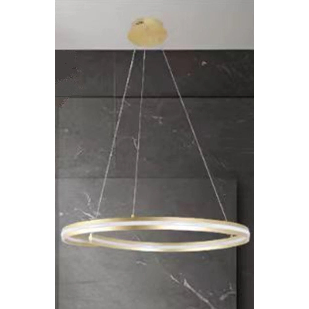 Trade Shop - Lampadario Led Moderno A Semicerchio 100w A Sospensione Luce 4000k 70cm Oro 33450 -