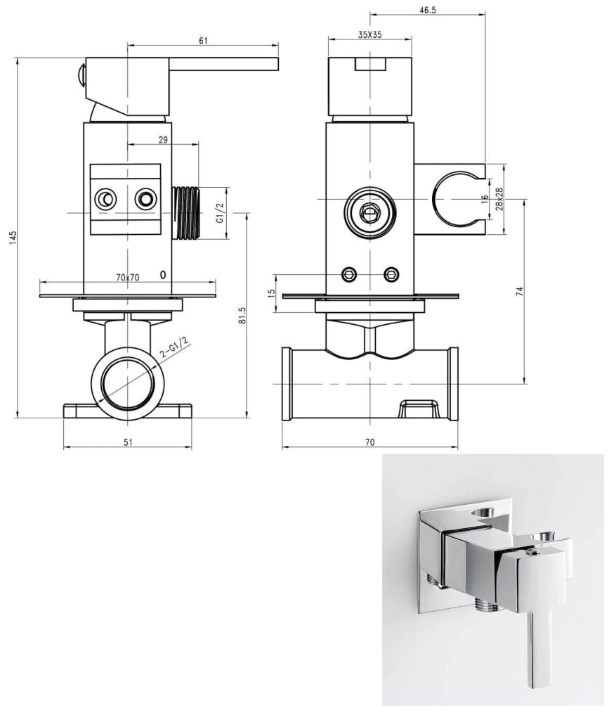 Kit per wc bidet in ottone con miscelatore