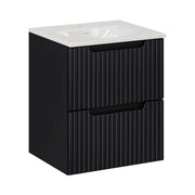 Set da bagno VANO 50cm: mobile sottolavabo con cassetti scanalati verticalmente + lavabo incassato bianco
