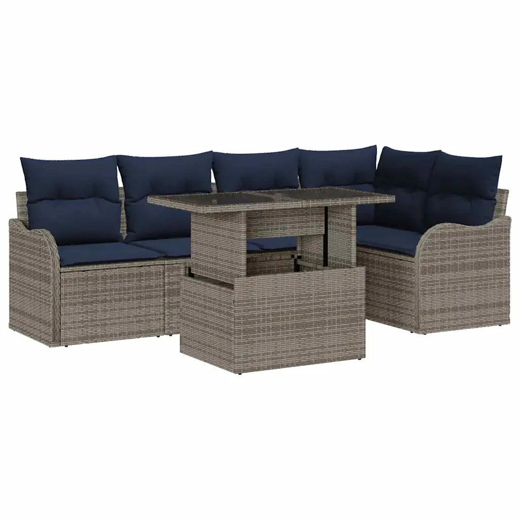 Set da pranzo 6 pz Grigio Poly Rattan 3348471