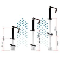 Piede stabilizzatore per rimorchi roulotte, max 900 kg, regolabile in altezza con manovella, con pedale e perno di sicurezza