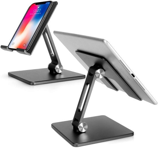 Sostegno per Tablet Opieggibile in Alluminio - Regolazione di Altezza - Doppia Regolazione di Angolo - Adatto per Tablet da 4-15,6" - Progettato per essere Portatile - Sostegno per Tablet Portatile