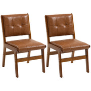Set di 2 Sedie da Pranzo Imbottite ¨C Zephmum ¨C Similpelle Marrone con Gambe in Legno