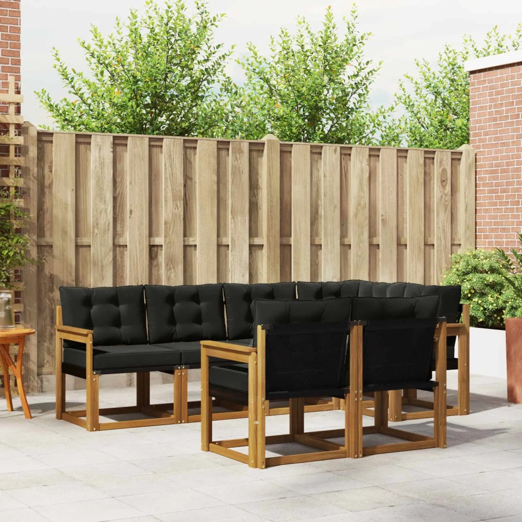Set di divani da esterno con cuscino 7 pcs Naturale e Nero 3368755