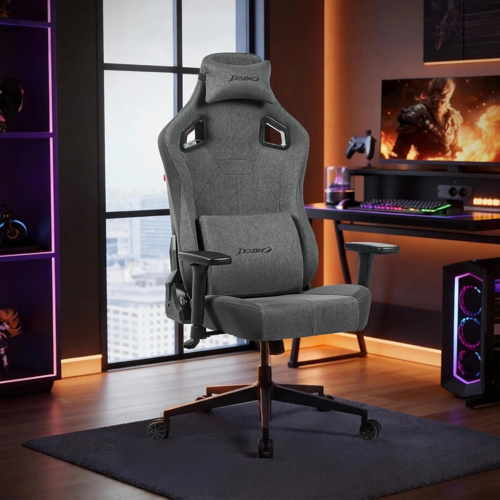 Sedia da Gaming Ergonomica in Pelle Scamosciata, Poltrona da Ufficio Gamer Reclinabile 90°-135°, Braccioli 3D Regolabili, Base in Metallo, Ruote Silenziose, Portata 180kg, Nero