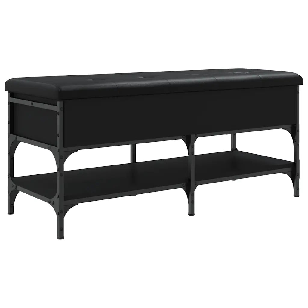 Panca Porta Scarpe-Sgabello-Panca Scarpiera Nera 102x42x45 cm in Legno Multistrato