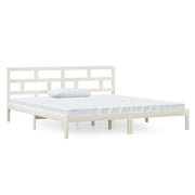 Letto matrimoniale | Letto per adulti | Giroletto Bianco in Legno Massello di Pino 140x190 cm
