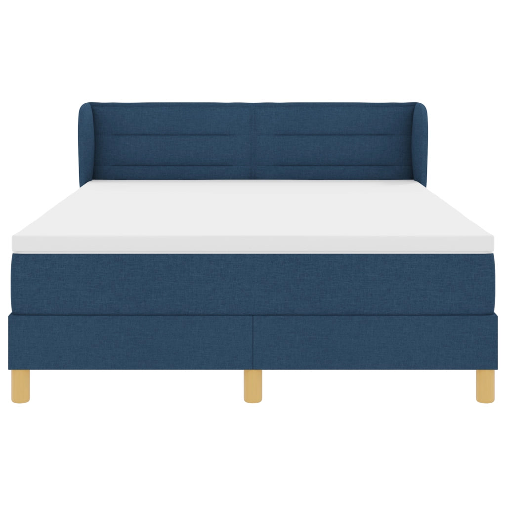 Letto Box Spring con Materasso Blu, 140x190 cm, Tessuto