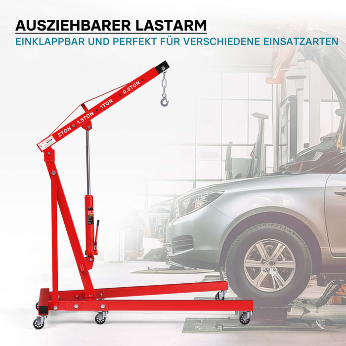 gruetta idraulica da officina per sollevamento, gru manuale pieghevole con doppia pompa, carico max 2000kg