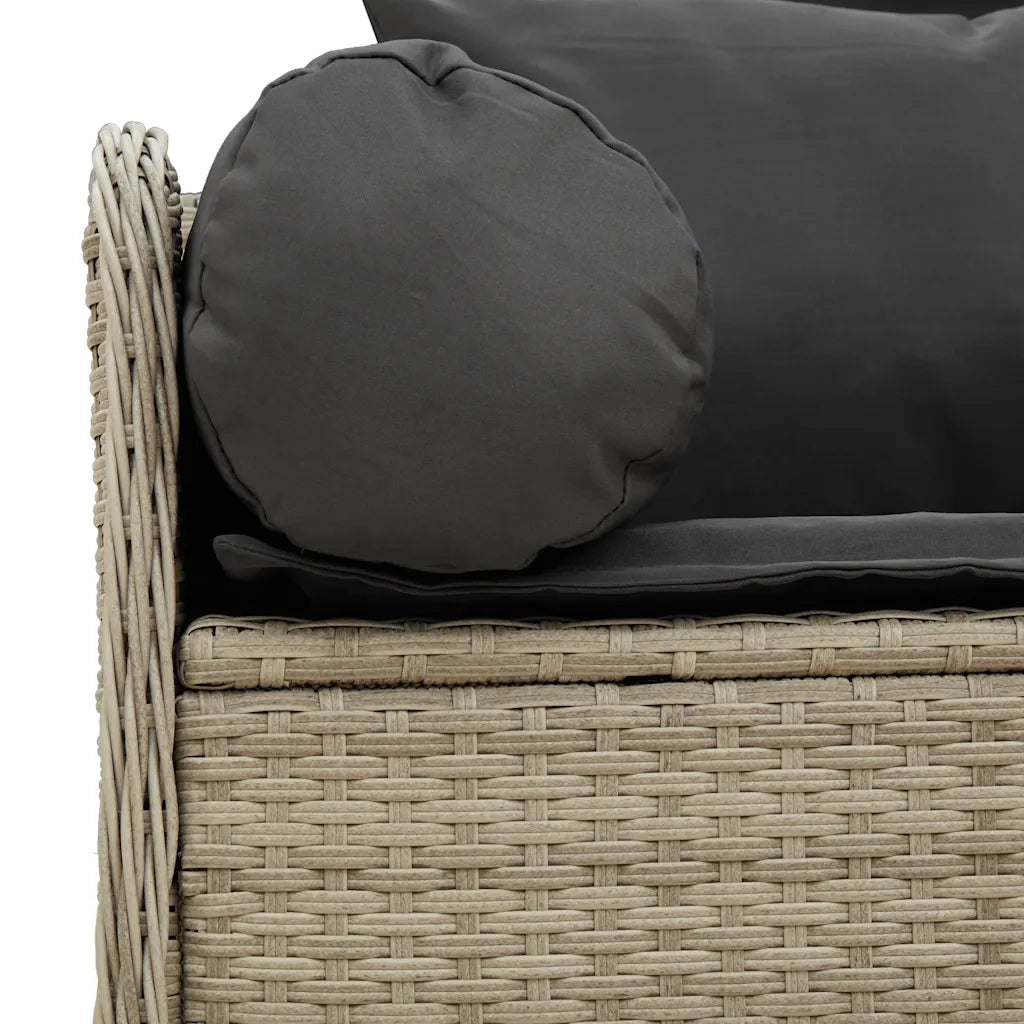 Divano da Giardino con Cuscini 3 Posti Grigio Chiaro Polyrattan 4104177