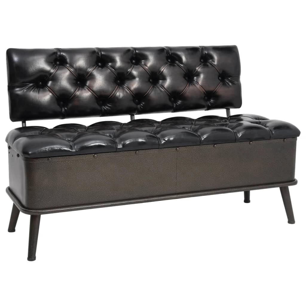 Panca contenitore con schienale 110 cm materiale sintetico nero 02_0010890