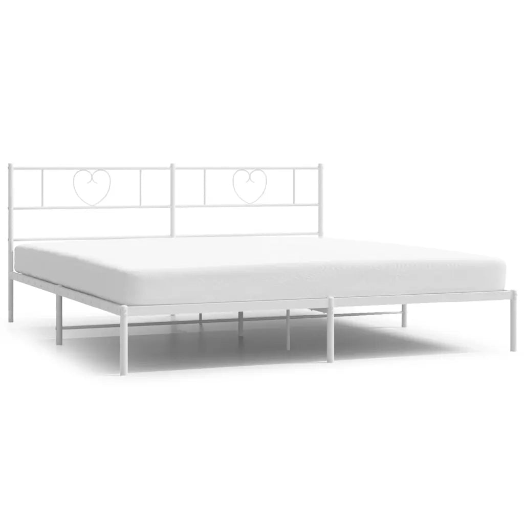 Giroletto con Testiera-Struttura Letto con testiera Metallo Bianco 183x213 cm 933952