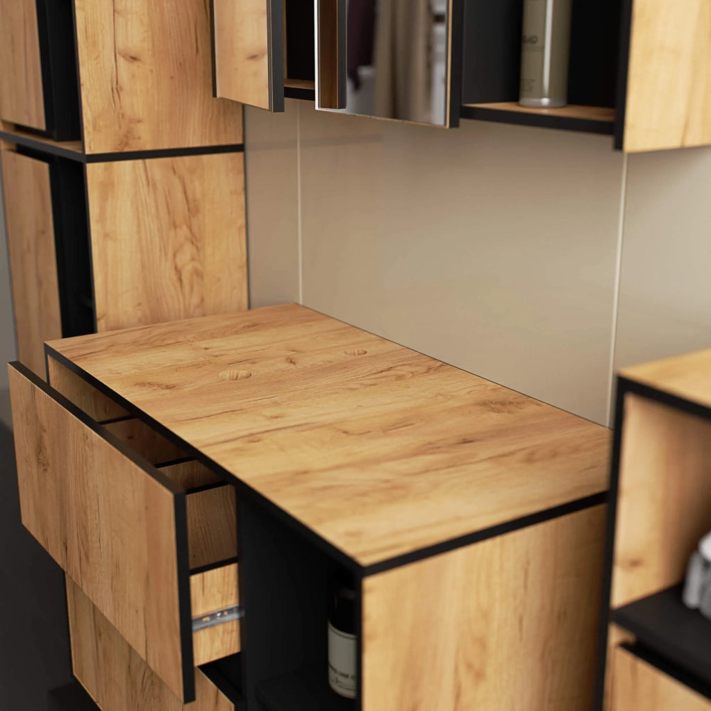 Mobile bagno senza lavabo VAMI sospeso Rovere Craft, Nero 90 cm 2 cassetti 90x45,5x60 cm