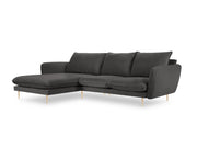Cosmopolitan Design - Divano angolare sinistro "Vienna" 5 posti in velluto grigio scuro 