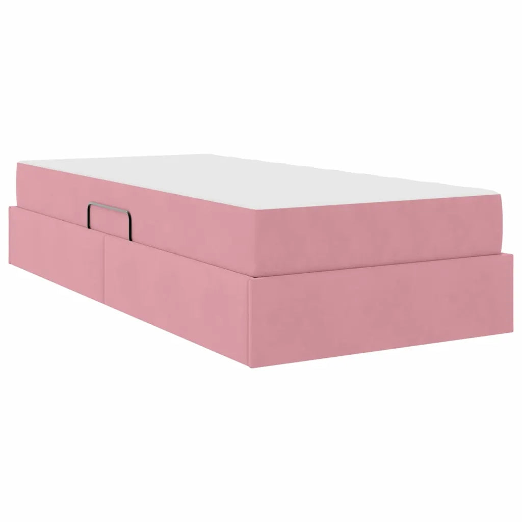 Letto con contenitore e materasso Rosa 100 x 200 cm Velluto 3399705