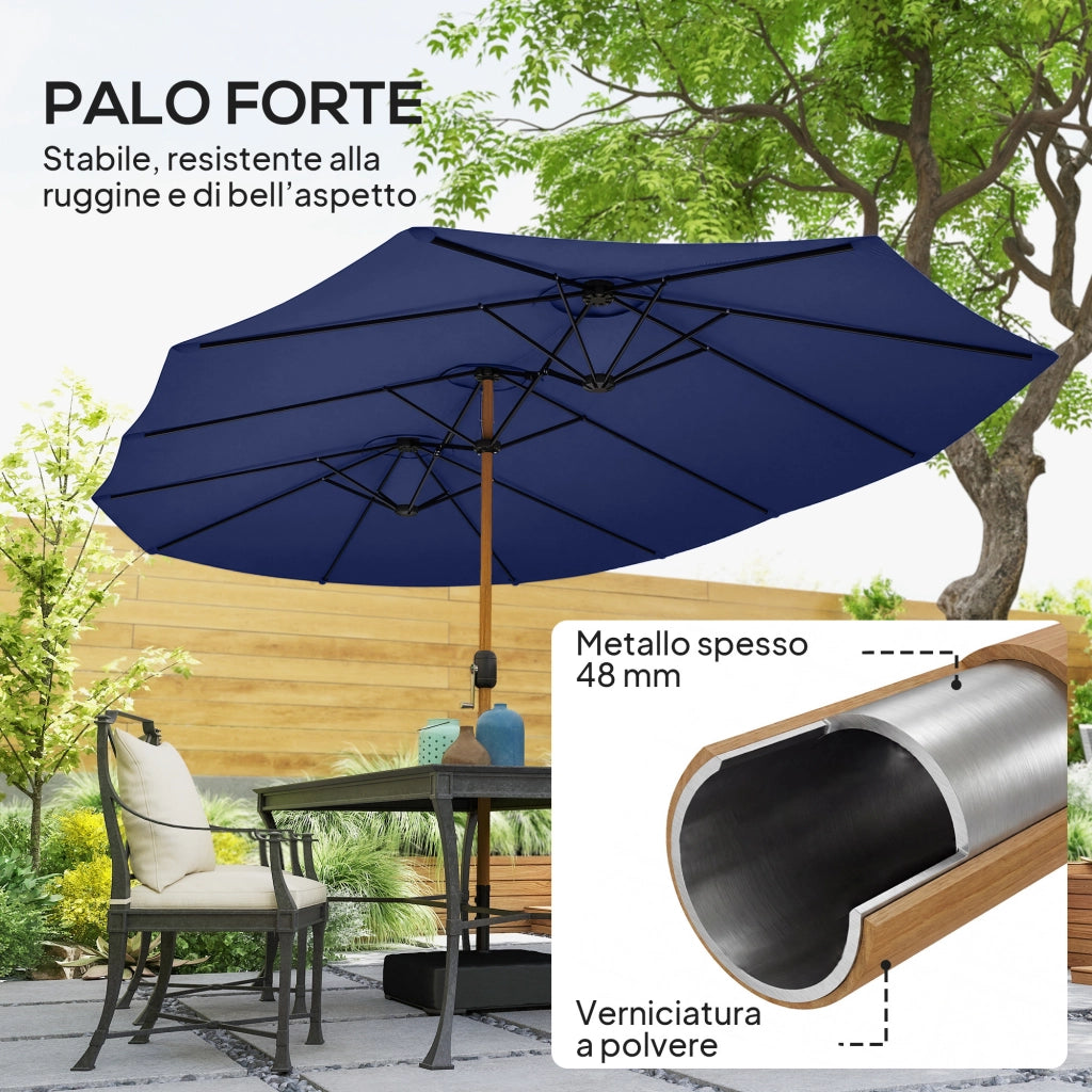 Ombrellone Doppio 12 Stecche ¨C zephmum ¨C Blu Scuro 4.7x2.8 m