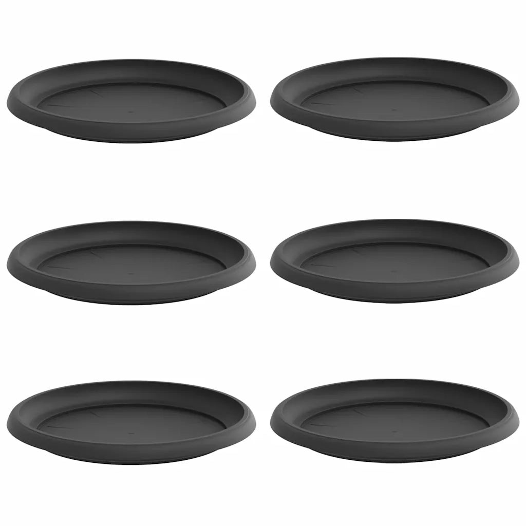 Vassoio Rotondo per Fiori 6 pcs Nero Ø 14 x 2 cm Plastica