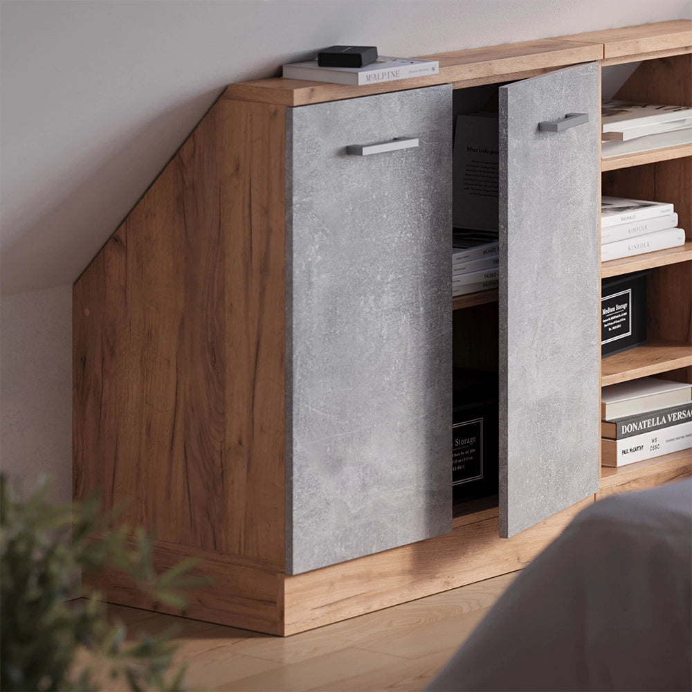 Mobile sottotetto Rion Calcestruzzo/Rovere dorato con 2 porte Vicco