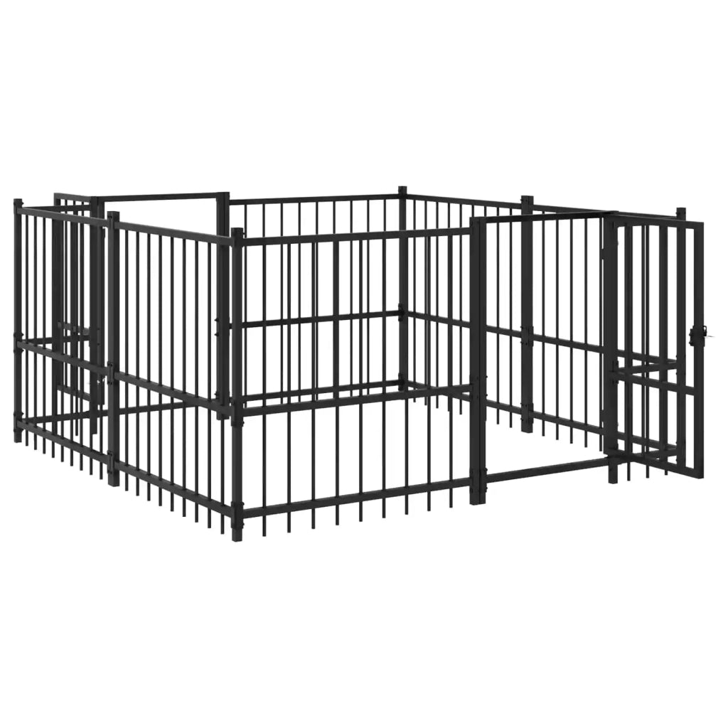 Recinto per cani all'aperto Nero 192 x 192 x 100 cm Acciaio 3467734