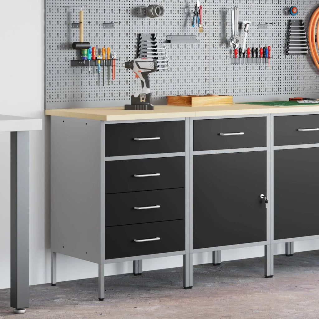 Mobile da lavoro 2 pz Nero e Grigio 100 x 55 x 85 cm CFW3298741