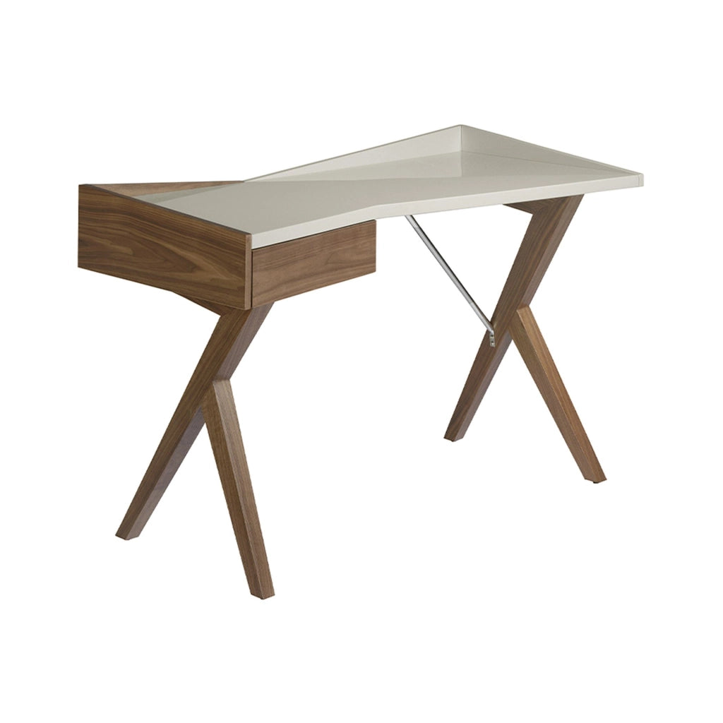 Scrivania in noce con piano in legno grigio