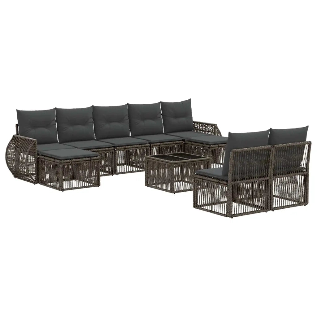 Set Divano da Giardino 10 pcs Grigio e Grigio Scuro polyrattan