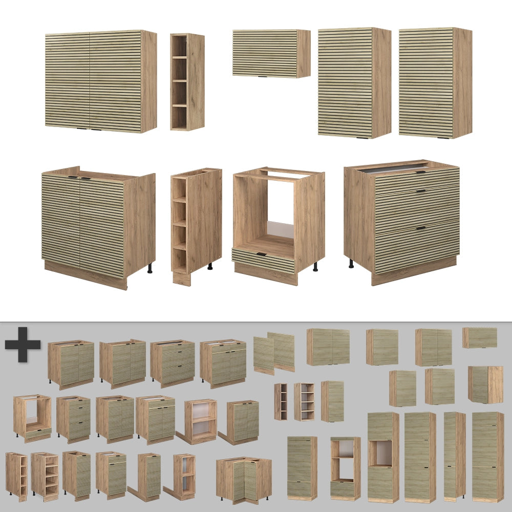 Vicco Cucina componibile Pannello in rovere/rovere goldkraft 235 cm senza piano di lavoro