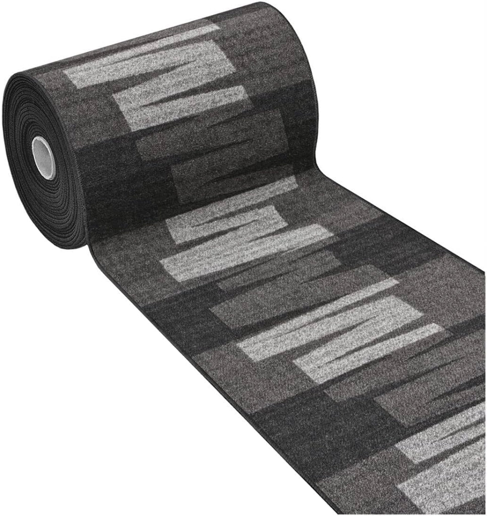 Passatoia Scala Bordata 67x800 cm Ingresso Corridoio Tappeto Cucina Gradini Zig Zag Grigio