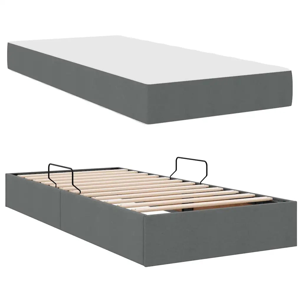 Letto con contenitore e materasso Grigio scuro 90 x 200 cm