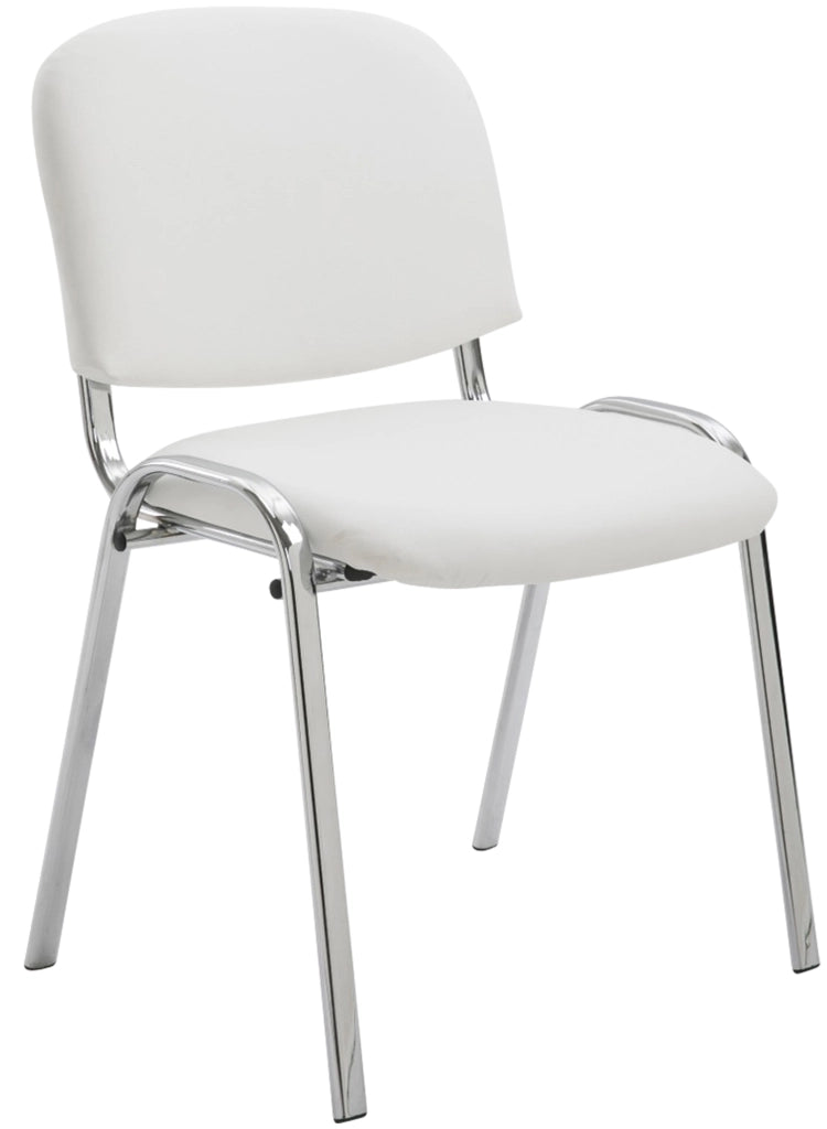 Sedia ospite impilabile KEN in similpelle bianco