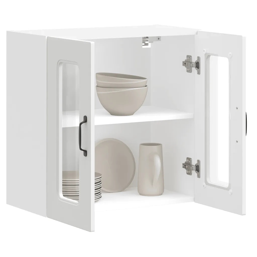 Pensile da Cucina con Porta in Vetro Kalmar Bianco Truciolato