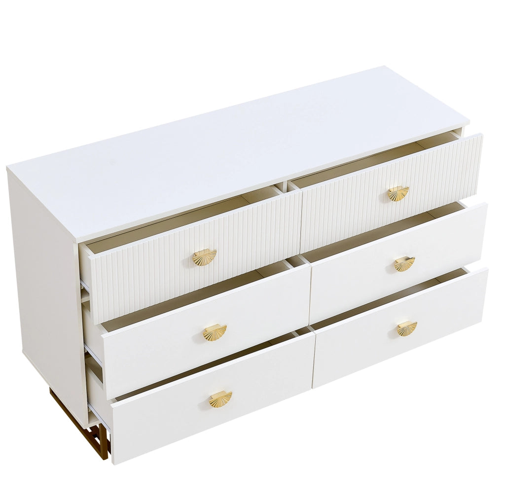 Sideboard moderno con 6 cassetti; 120x40x75 cm; in MDF bianco