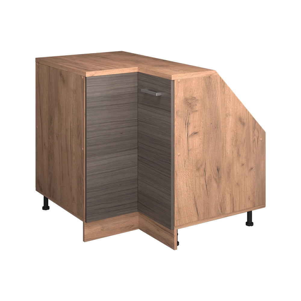 Mobile cucina angolare per sottotetto R-Line Grigio nobile/Rovere dorato 75.6 cm con 1 porta, carcassa dell’armadio profondità 60 cm Vicco