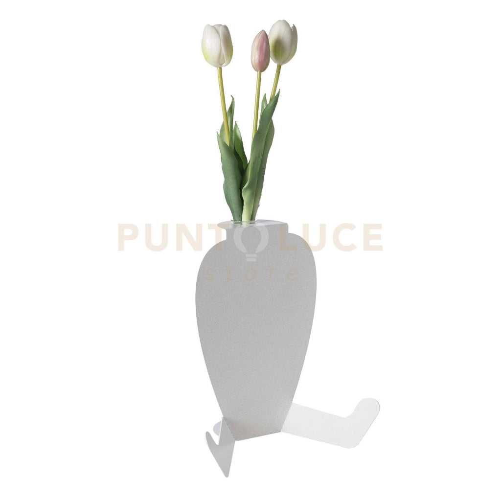 vaso portafiore decorativo statuino Bianco marmo in Ferro, vetro per la fiala 20x16,5x25h cm ( 25mm per la fiala)