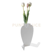 vaso portafiore decorativo statuino Bianco marmo in Ferro, vetro per la fiala 20x16,5x25h cm ( 25mm per la fiala)