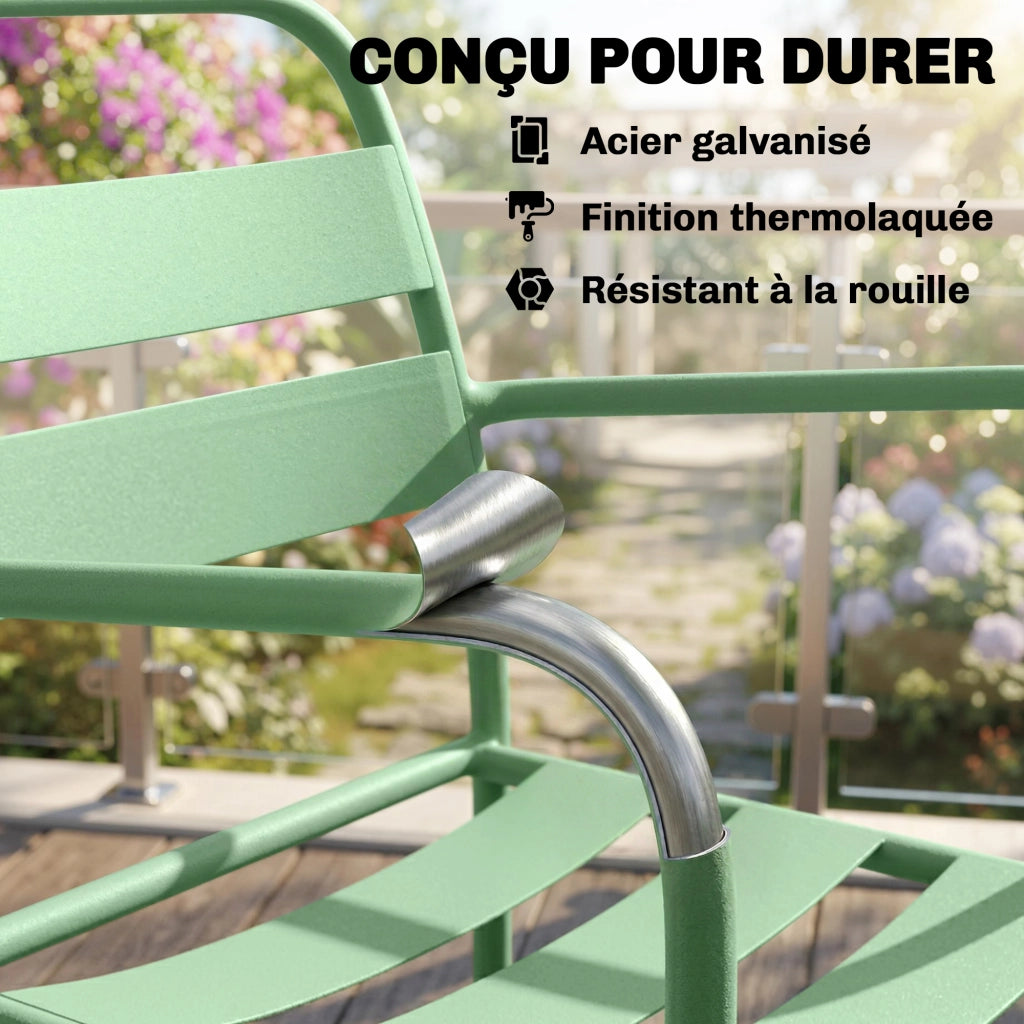 Set da giardino 3 pezzi ¨C zephmum ¨C tavolino in vetro e 2 sedie, verde