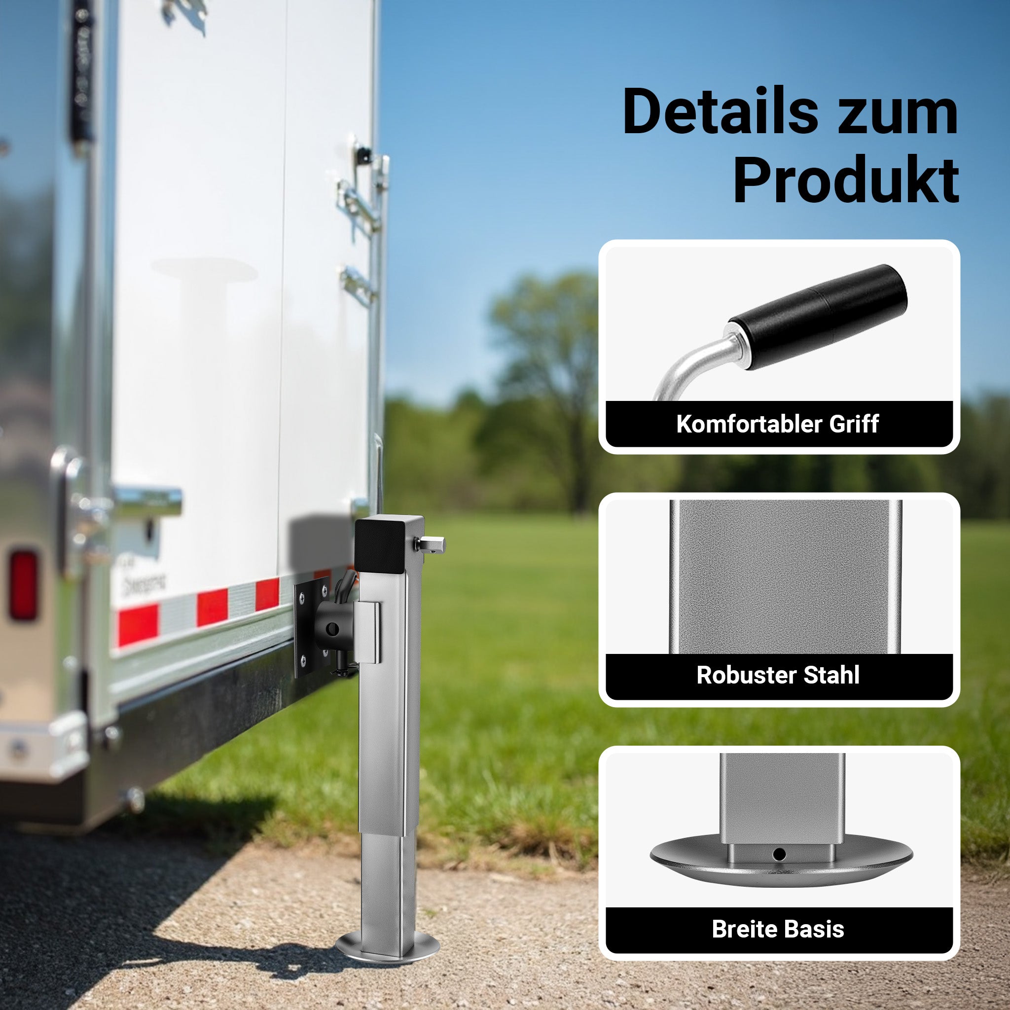 Stabilizzatori rimorchio, Set 2 piedi di supporto pieghevoli max 1350 kg a piede