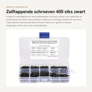 Assortimento di viti selfafilenti in acciaio inossidabile, 400 pezzi, con scatola di conservazione in plastica, adatta per legno, plastica e metalli deboli, alta resistenza.