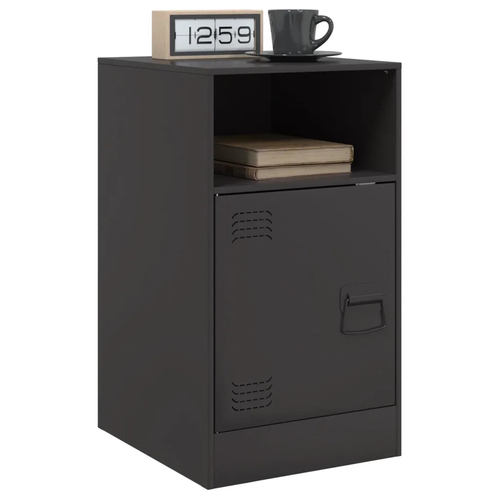 Comodino | Armadio da Notte | Mobiletto da notte Nero 34,5x39x62 cm in Acciaio