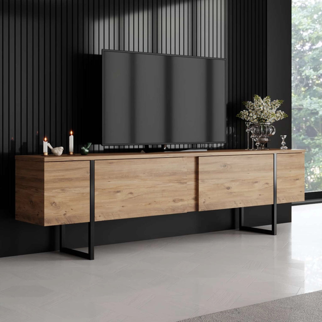 Porta TV in legno "Luxe" - 180 x 30 x 50 cm - Marrone