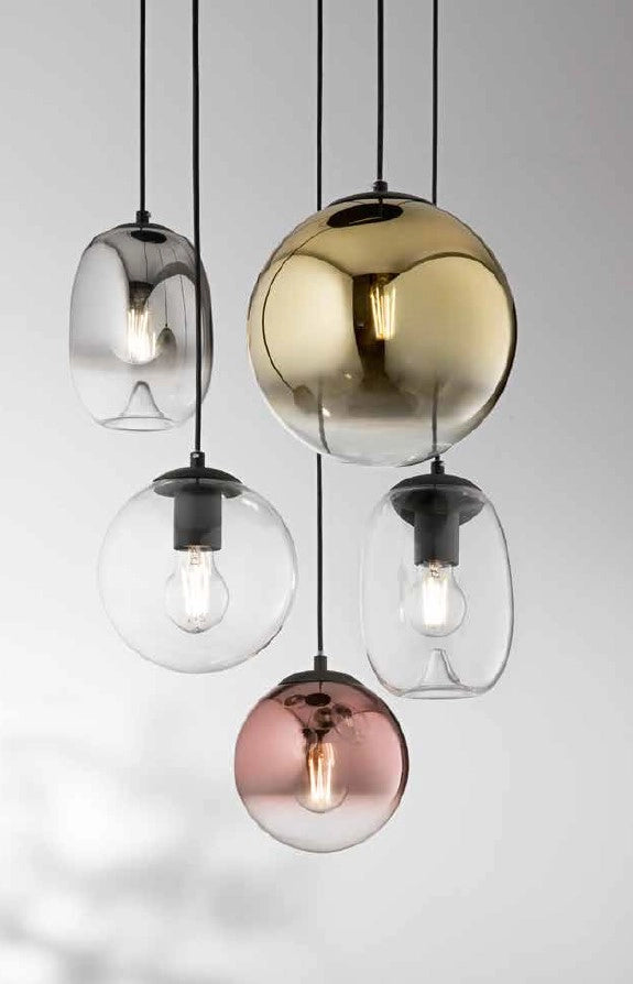 SOSPENSIONE BALU-2, 1 LUCE TRASPARENTE ATTACCO E27 D.18CM H.20CM
