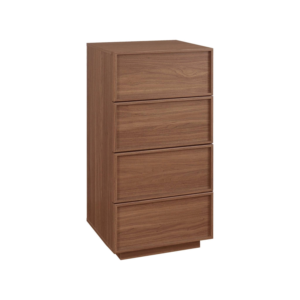 Cassettiera alta con 4 cassetti effetto legno, noce