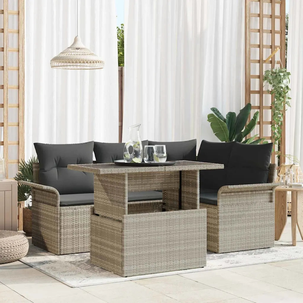 Set Divano da Giardino 5 pcs Grigio chiaro Poly Rattan 3348278