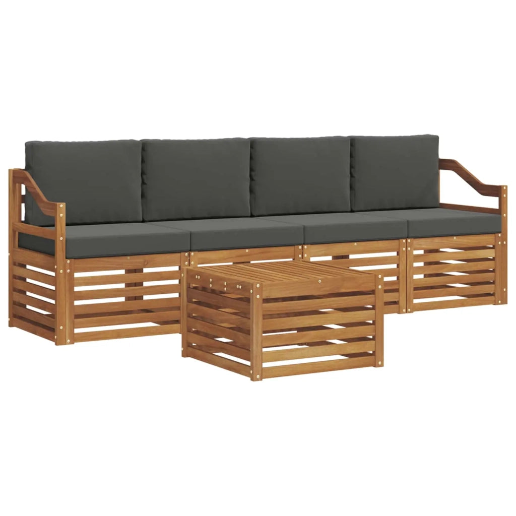 Set di divani da esterno con cuscino 5 pcs Naturale e Antracite