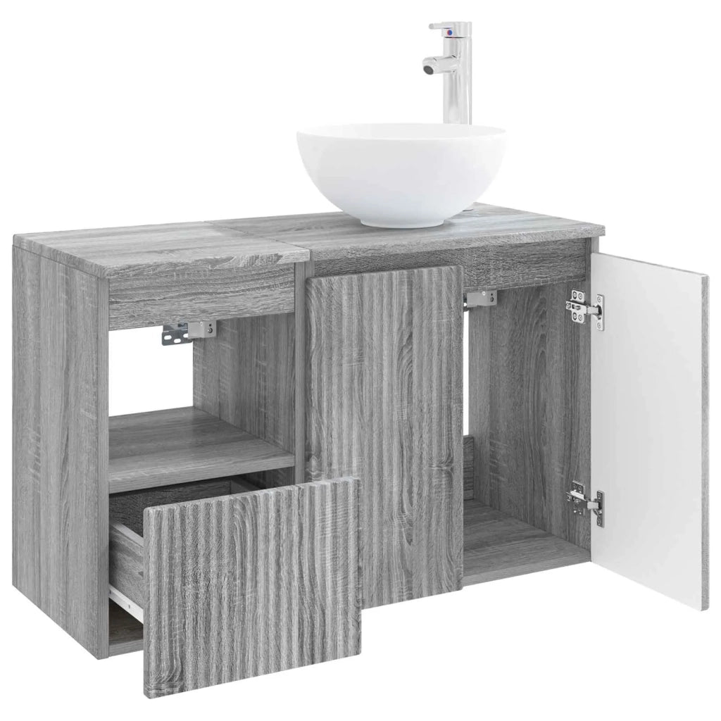 Set di mobili per il bagno 2 pz Sonoma grigio 3404030