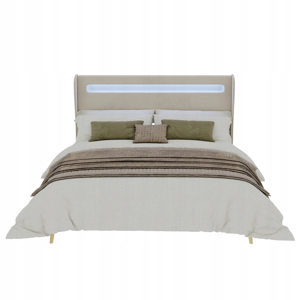 Letto imbottito 160x200 con LED - Xylo - Colore beige
