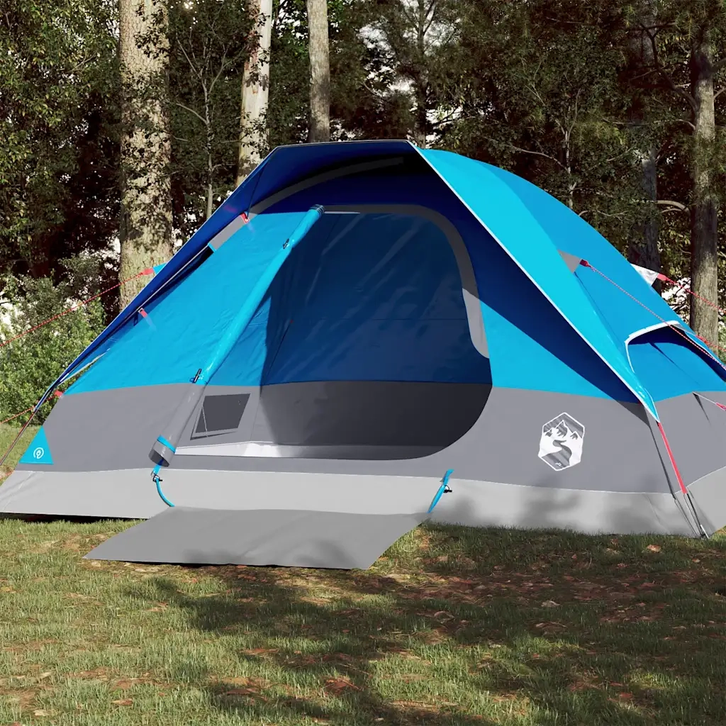 Tenda da Campeggio a Cupola per 4 Persone Blu Impermeabile 94778