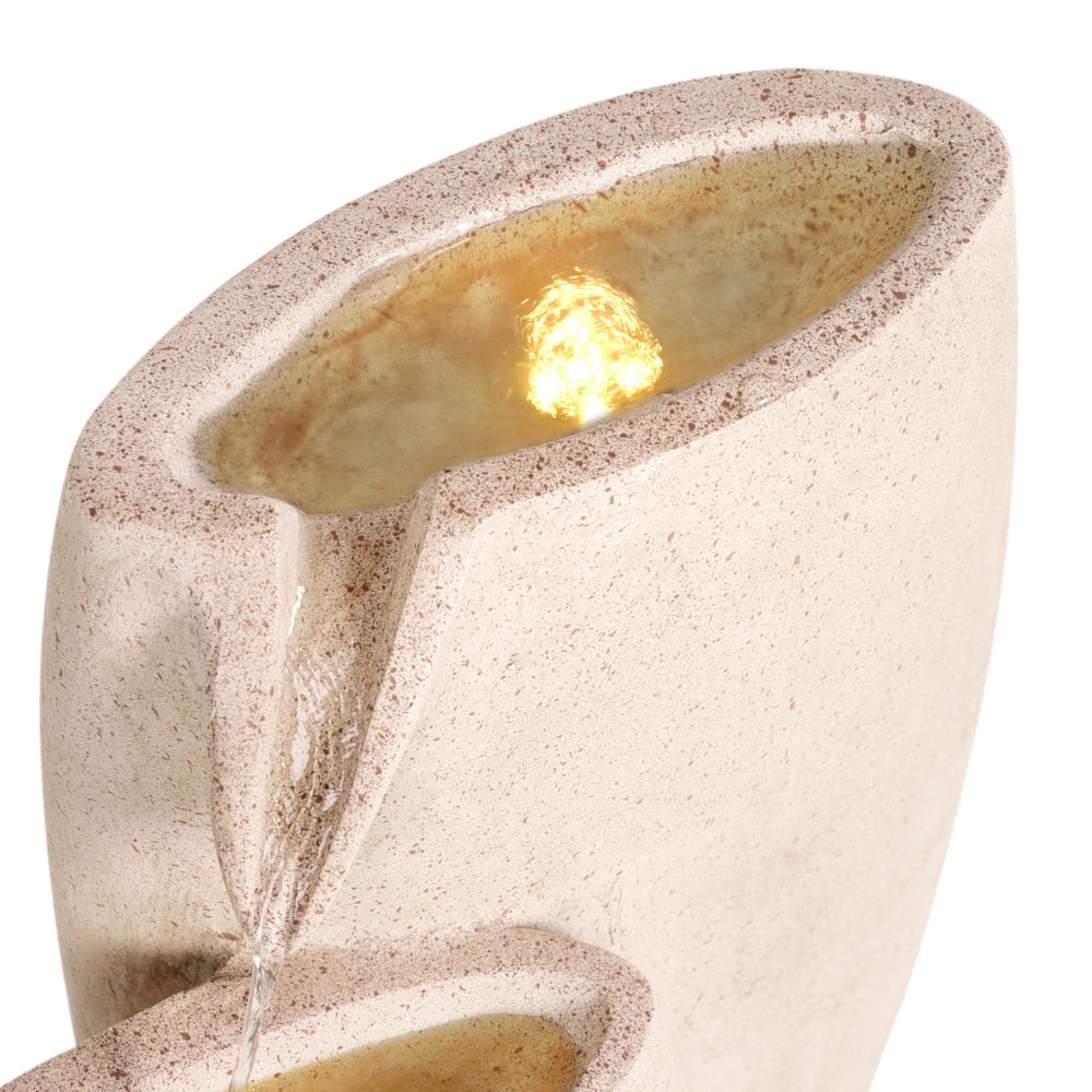 Fontana d'acqua da esterno in resina beige Luce da giardino LED inserita Design moderno