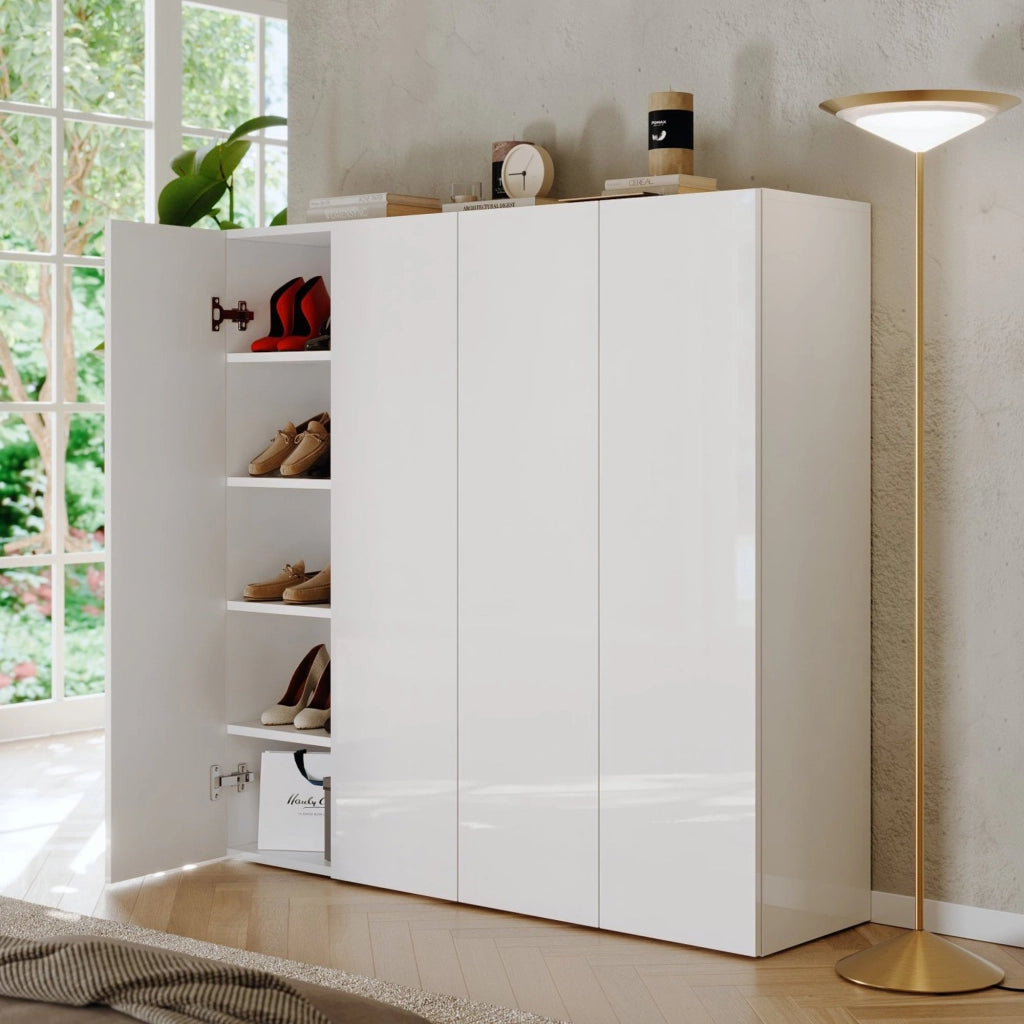 Mobile Portascarpe Cono, Scarpiera 8 Ripiani, 126x35x116h cm Bianco Lucido
